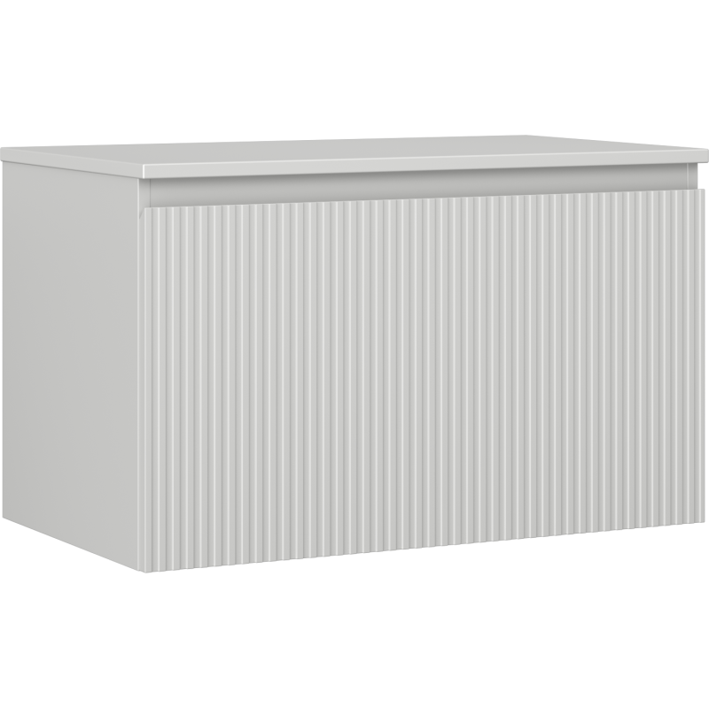 Mexen Rivel bathroom cabinet under-basin 80 cm with countertop, 1 drawer, grooved, matte gray - 91A20-08047-1-BFC62