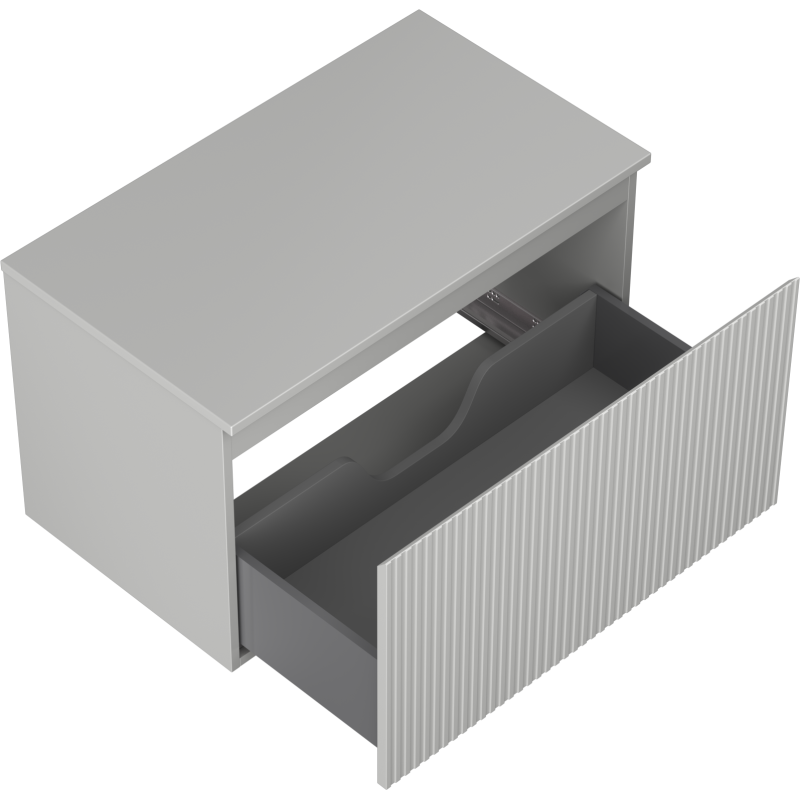 Mexen Rivel bathroom cabinet for washbasin 80 cm with countertop, 1 drawer, grooved, grey matt - 91A20-08047-1-BFC62