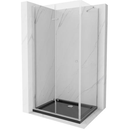 Mexen Lima folding shower enclosure 90 x 120 cm, transparent, chrome + Flat tray, black - 856-090-120-01-00-4070