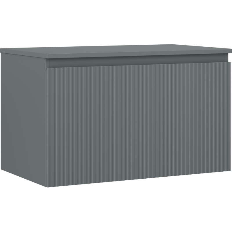 Mexen Rivel bathroom cabinet for washbasin 80 cm with countertop, 1 drawer, grooved, matte graphite - 91A20-08047-1-BFC66