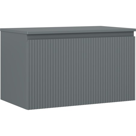 Mexen Rivel bathroom vanity cabinet 80 cm with countertop, 1 drawer, fluted, matte graphite - 91A20-08047-1-BFC66