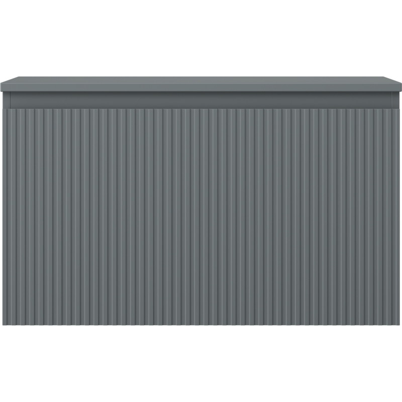 Mexen Rivel bathroom vanity cabinet 80 cm with countertop, 1 drawer, fluted, matte graphite - 91A20-08047-1-BFC66