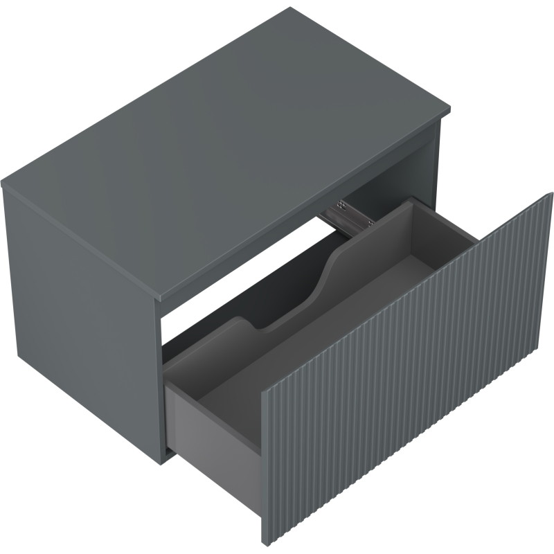 Mexen Rivel bathroom vanity cabinet 80 cm with countertop, 1 drawer, fluted, matte graphite - 91A20-08047-1-BFC66