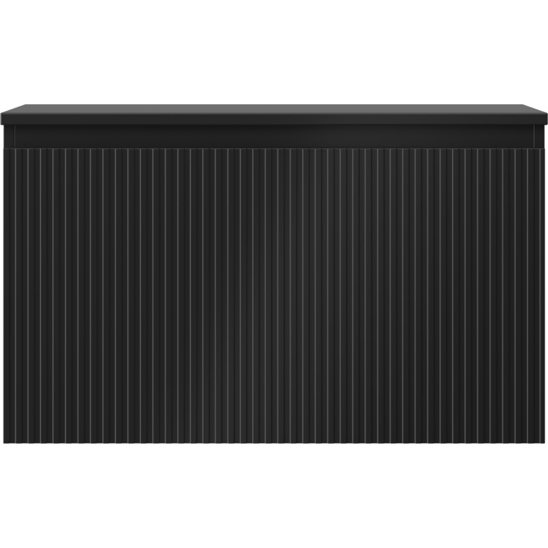 Mexen Rivel 80 cm bathroom cabinet with countertop, 1 drawer, fluted, matte black - 91A20-08047-1-BFC71