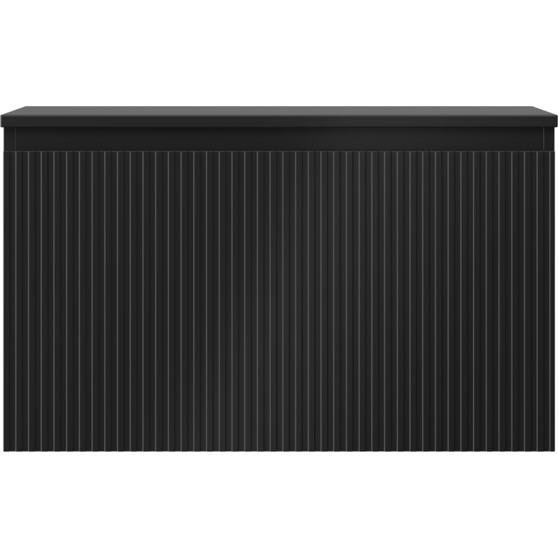 Mexen Rivel 80 cm Bathroom Vanity Cabinet with Countertop, 1 Drawer, Ribbed, Matte Black - 91A20-08047-1-BFC71