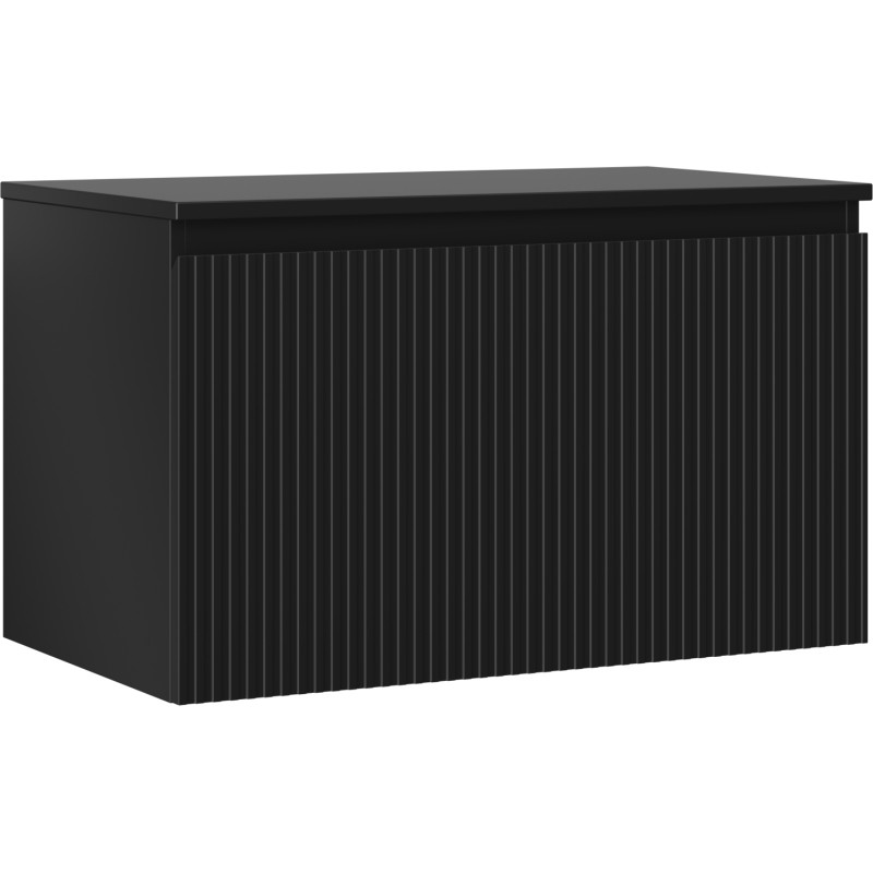 Mexen Rivel 80 cm Bathroom Vanity Cabinet with Countertop, 1 Drawer, Ribbed, Matte Black - 91A20-08047-1-BFC71