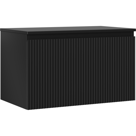 Mexen Rivel 80 cm bathroom cabinet with countertop, 1 drawer, fluted, matte black - 91A20-08047-1-BFC71