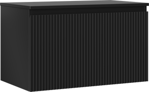 Mexen Rivel 80 cm Bathroom Cabinet with Countertop, 1 Drawer, Fluted, Black Matte - 91A20-08047-1-BFC71