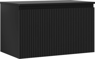 Mexen Rivel 80 cm bathroom cabinet with countertop, 1 drawer, fluted, matte black - 91A20-08047-1-BFC71