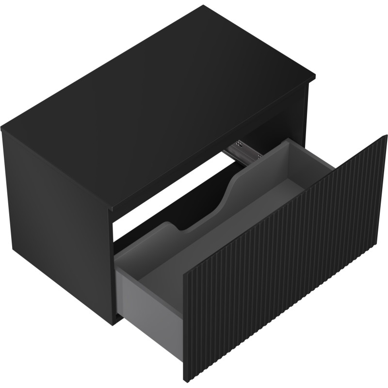 Mexen Rivel 80 cm Bathroom Vanity Cabinet with Countertop, 1 Drawer, Ribbed, Matte Black - 91A20-08047-1-BFC71