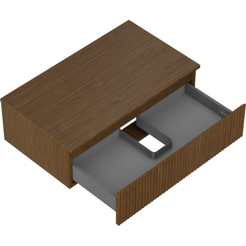 Mexen Rivel 80 cm under-sink bathroom cabinet with countertop, 1 drawer, grooved, walnut - 91A20-08047-1-BFC86