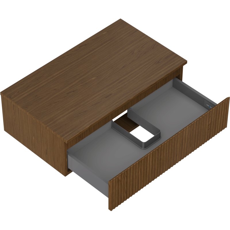 Mexen Rivel bathroom cabinet for washbasin 80 cm with countertop, 1 drawer, grooved, walnut - 91A20-08047-1-BFC86