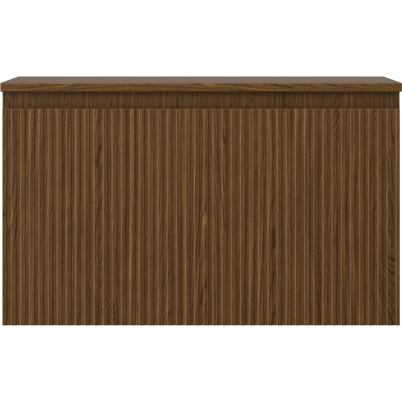 Mexen Rivel 80 cm under-sink bathroom cabinet with countertop, 1 drawer, grooved, walnut - 91A20-08047-1-BFC86