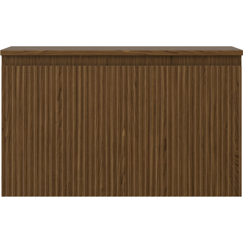 Mexen Rivel bathroom cabinet for washbasin 80 cm with countertop, 1 drawer, grooved, walnut - 91A20-08047-1-BFC86