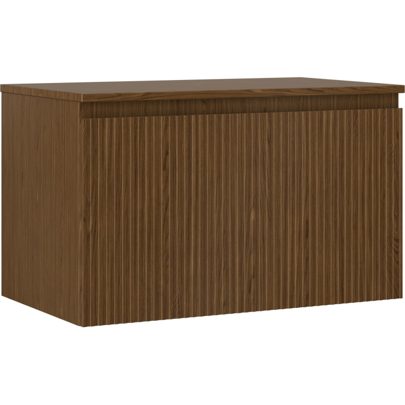 Mexen Rivel 80 cm under-sink bathroom cabinet with countertop, 1 drawer, grooved, walnut - 91A20-08047-1-BFC86