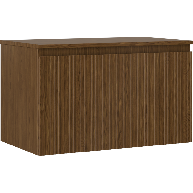 Mexen Rivel bathroom cabinet under washbasin 80 cm with countertop, 1 drawer, grooved, walnut - 91A20-08047-1-BFC86