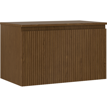 Mexen Rivel 80 cm under-sink bathroom cabinet with countertop, 1 drawer, grooved, walnut - 91A20-08047-1-BFC86