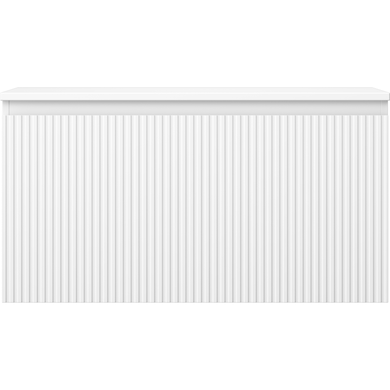 Mexen Rivel bathroom cabinet under-sink 90 cm with countertop, 1 drawer, fluted, white matte - 91A20-09047-1-BFC01