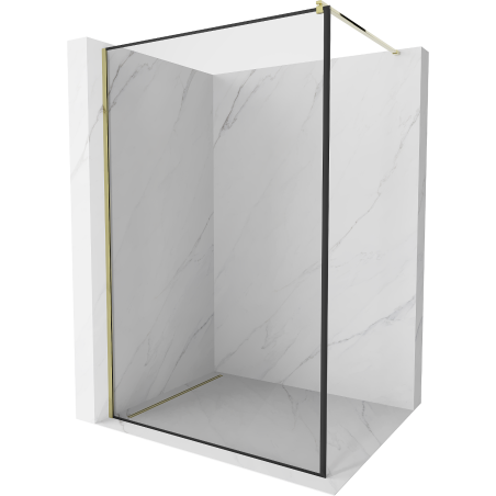 Mexen Kioto Walk-in Shower Wall 60 x 200 cm, Black Frame 8 mm, Gold - 800-060-101-50-70