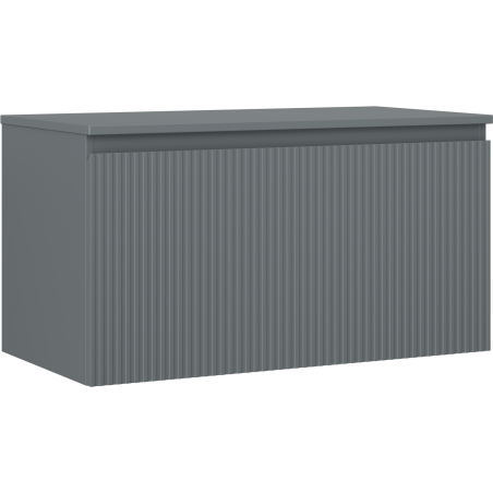 Mexen Rivel 90 cm Bathroom Vanity Cabinet with Countertop, 1 Drawer, Fluted, Matte Graphite - 91A20-09047-1-BFC66