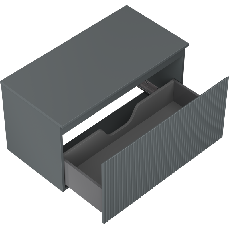 Mexen Rivel bathroom cabinet under-sink 90 cm with countertop, 1 drawer, grooved, matte graphite - 91A20-09047-1-BFC66