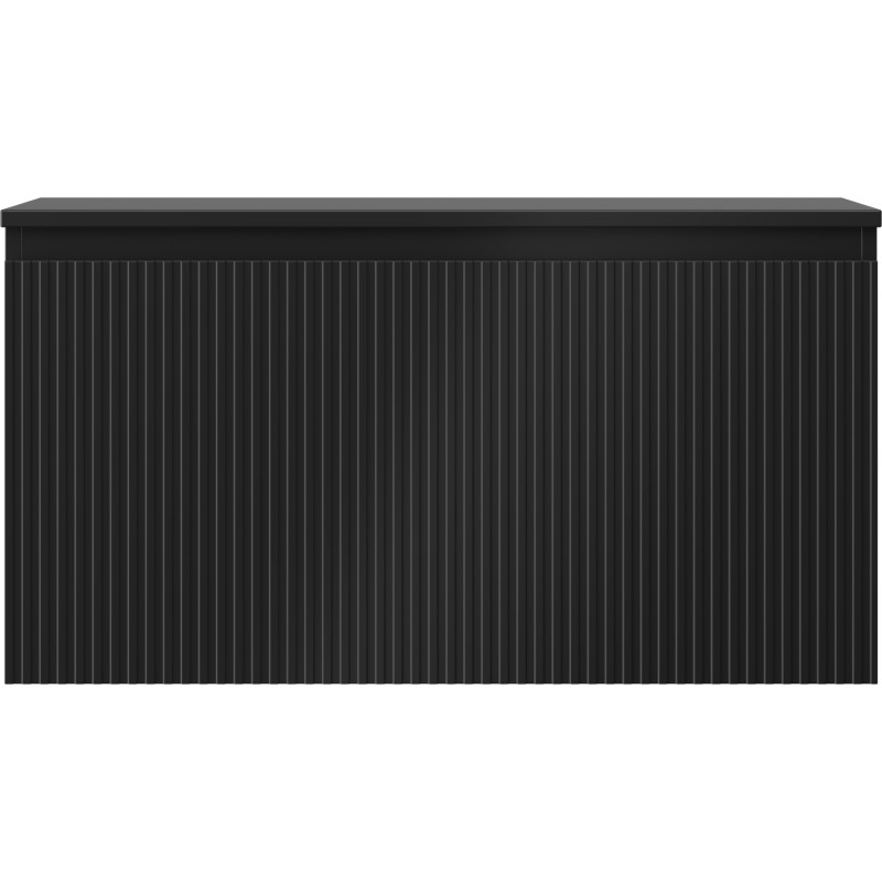 Mexen Rivel 90 cm Bathroom Vanity Cabinet with Countertop, 1 Drawer, Ribbed, Matte Black - 91A20-09047-1-BFC71