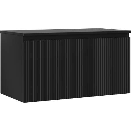 Mexen Rivel bathroom cabinet under a 90 cm countertop sink with a top, 1 drawer, grooved, black matte - 91A20-09047-1-BFC71