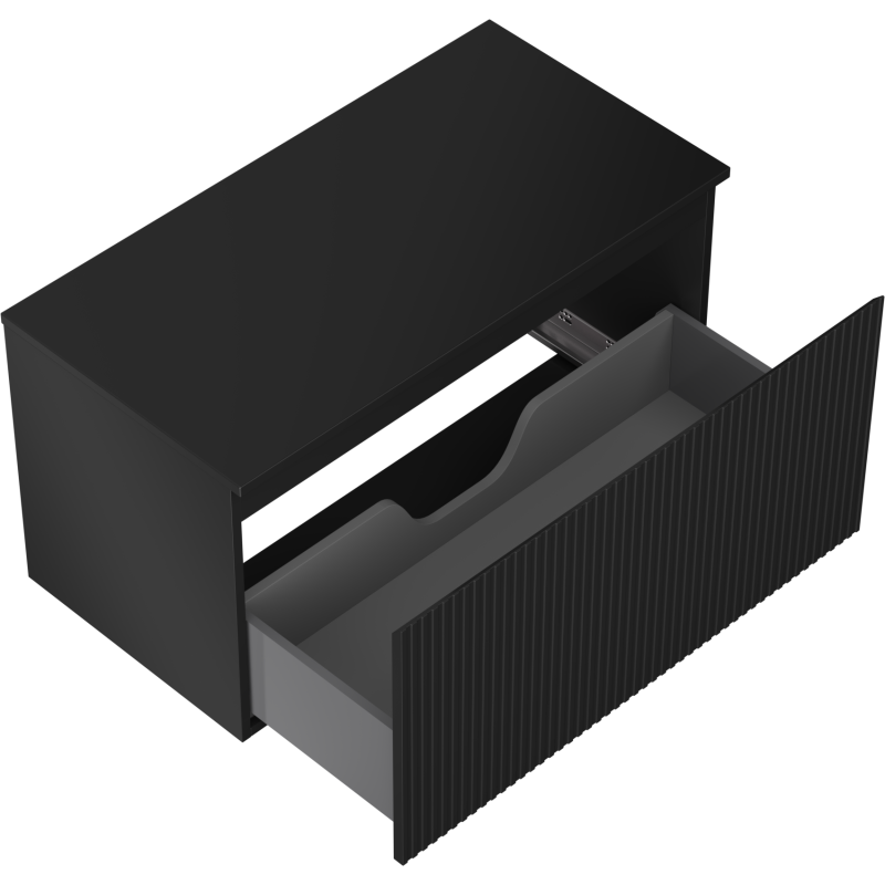 Mexen Rivel 90 cm Vanity Cabinet with Countertop, 1 Drawer, Grooved, Matte Black - 91A20-09047-1-BFC71
