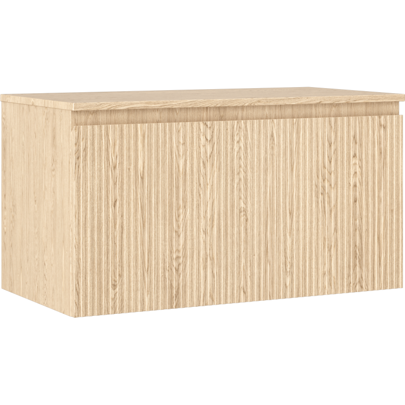 Mexen Rivel bathroom cabinet under-sink 90 cm with countertop, 1 drawer, grooved, oak - 91A20-09047-1-BFC81