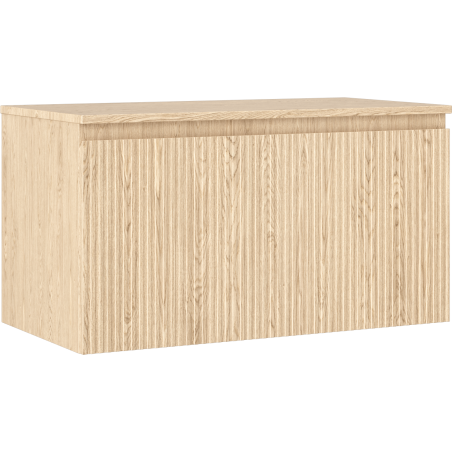 Mexen Rivel bathroom cabinet under-sink 90 cm with countertop, 1 drawer, grooved, oak - 91A20-09047-1-BFC81