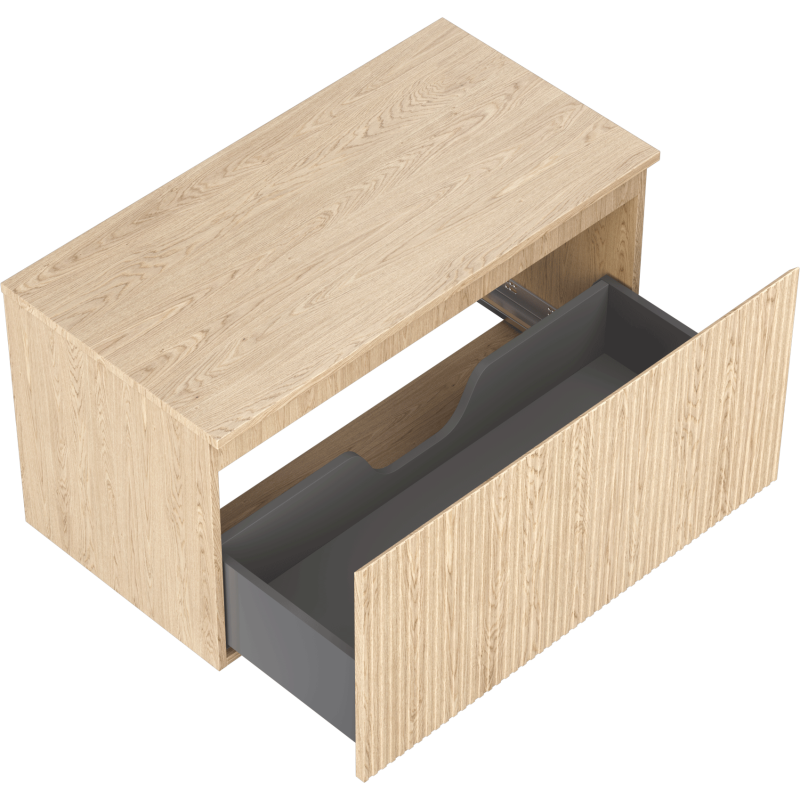 Mexen Rivel 90 cm Under-Sink Bathroom Cabinet with Countertop, 1 Drawer, Grooved, Oak - 91A20-09047-1-BFC81