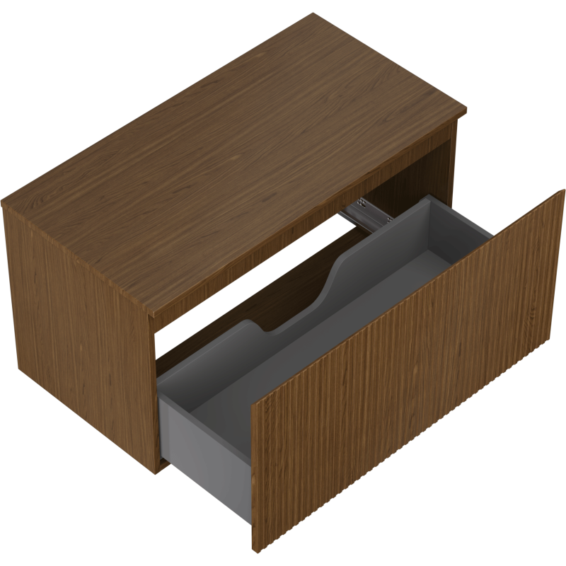 Mexen Rivel 90 cm Under-Sink Bathroom Cabinet with Countertop, 1 Drawer, Grooved, Walnut - 91A20-09047-1-BFC86