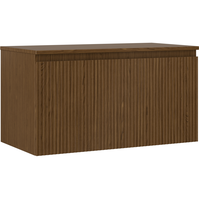 Mexen Rivel bathroom cabinet under sink 90 cm with countertop, 1 drawer, grooved, walnut - 91A20-09047-1-BFC86