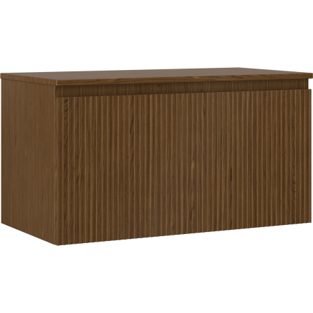 Mexen Rivel 90 cm Under-Sink Bathroom Cabinet with Countertop, 1 Drawer, Grooved, Walnut - 91A20-09047-1-BFC86