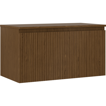 Mexen Rivel bathroom cabinet under sink 90 cm with countertop, 1 drawer, grooved, walnut - 91A20-09047-1-BFC86