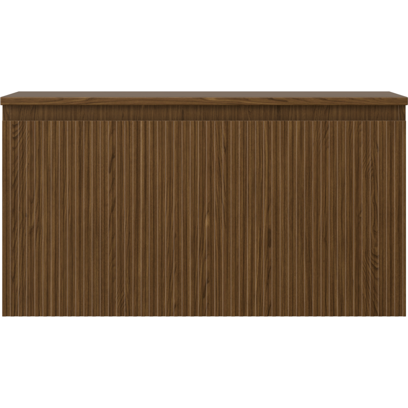 Mexen Rivel 90 cm Under-Sink Bathroom Cabinet with Countertop, 1 Drawer, Grooved, Walnut - 91A20-09047-1-BFC86