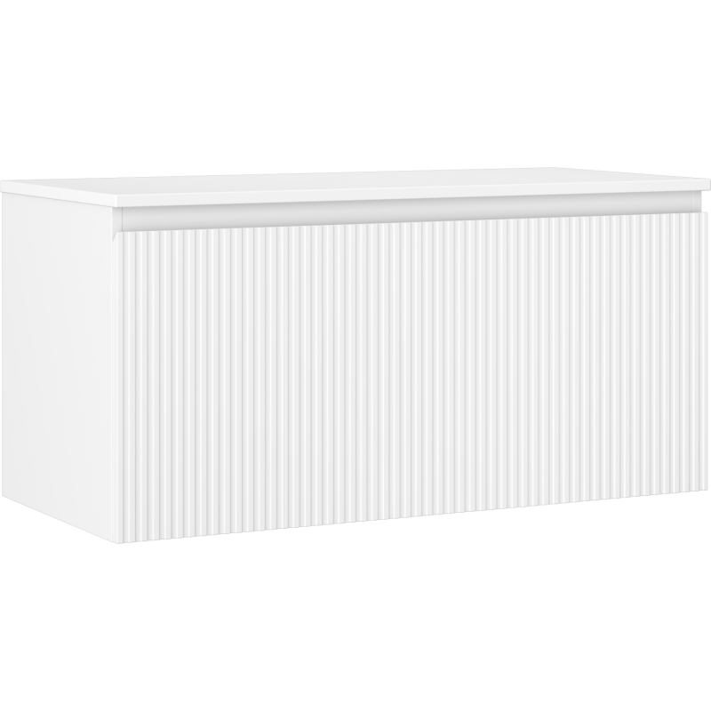 Mexen Rivel bathroom cabinet under sink 100 cm with countertop, 1 drawer, grooved, matte white - 91A20-10047-1-BFC01