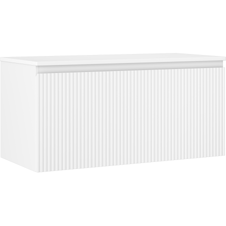 Mexen Rivel bathroom cabinet under sink 100 cm with countertop, 1 drawer, grooved, matte white - 91A20-10047-1-BFC01