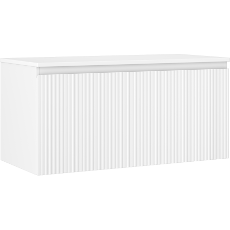 Mexen Rivel bathroom cabinet under sink 100 cm with countertop, 1 drawer, grooved, white matte - 91A20-10047-1-BFC01