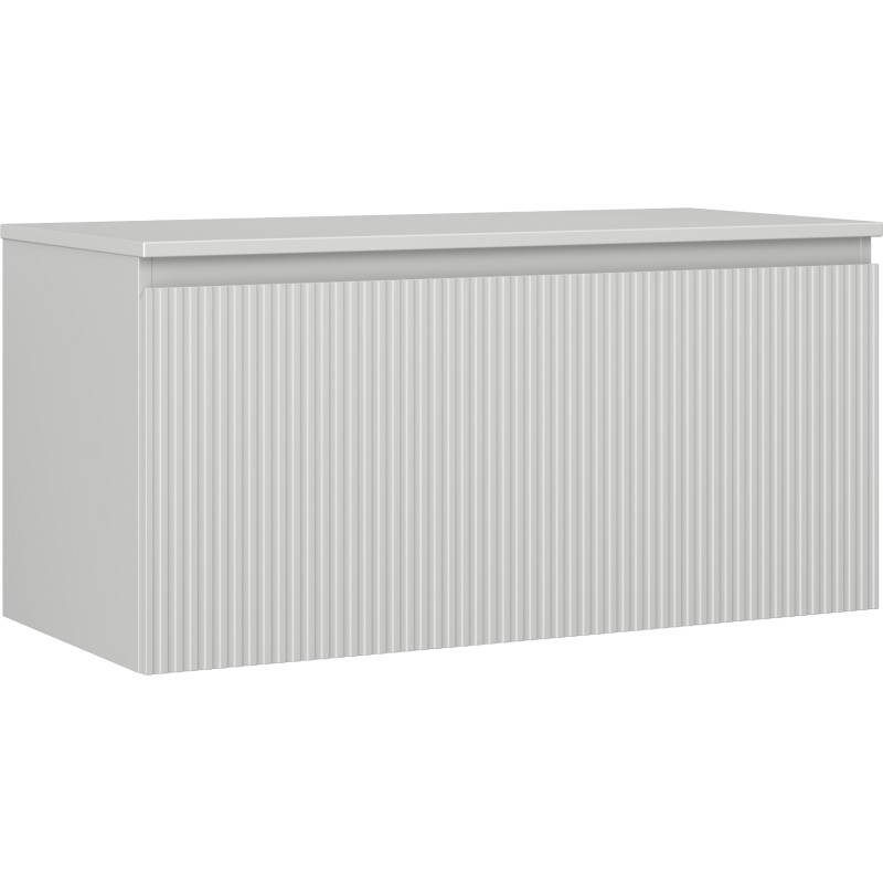 Mexen Rivel 100 cm Under-Sink Bathroom Cabinet with Counter, 1 Drawer, Fluted, Matte Gray - 91A20-10047-1-BFC62