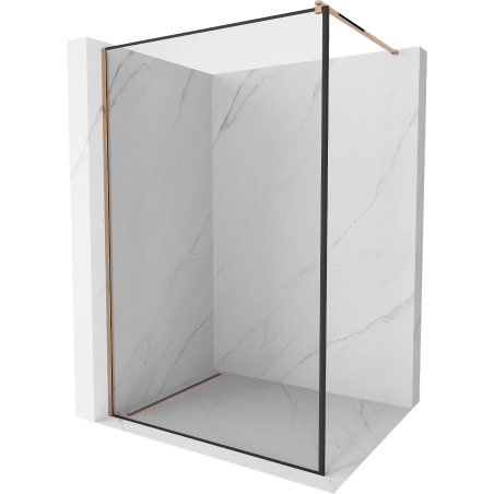 Mexen Kioto shower wall Walk-in 60 x 200 cm, black frame 8 mm, rose gold - 800-060-101-60-70