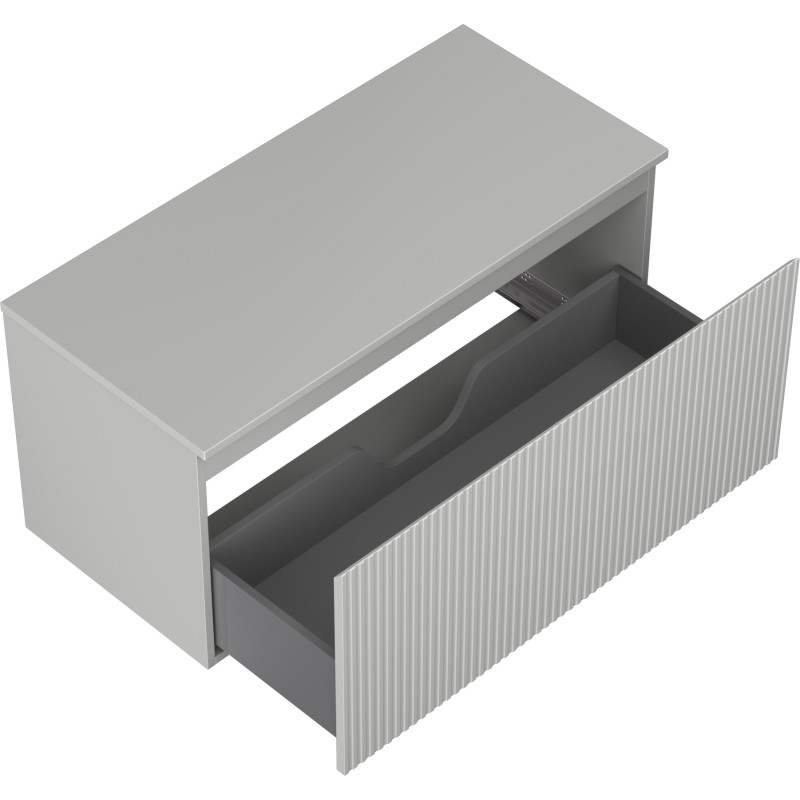 Mexen Rivel 100 cm Under-Sink Bathroom Cabinet with Counter, 1 Drawer, Fluted, Matte Gray - 91A20-10047-1-BFC62