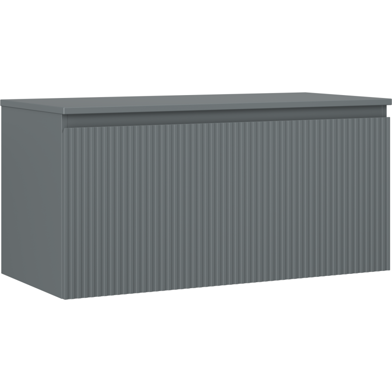 Mexen Rivel bathroom vanity unit 100 cm with countertop, 1 drawer, fluted, matte graphite - 91A20-10047-1-BFC66