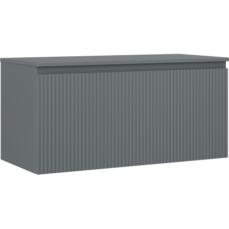 Mexen Rivel 100 cm Bathroom Vanity Cabinet with Countertop, 1 Drawer, Fluted, Matte Graphite - 91A20-10047-1-BFC66