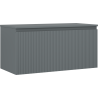 Mexen Rivel 100 cm Bathroom Vanity Cabinet with Countertop, 1 Drawer, Fluted, Matte Graphite - 91A20-10047-1-BFC66
