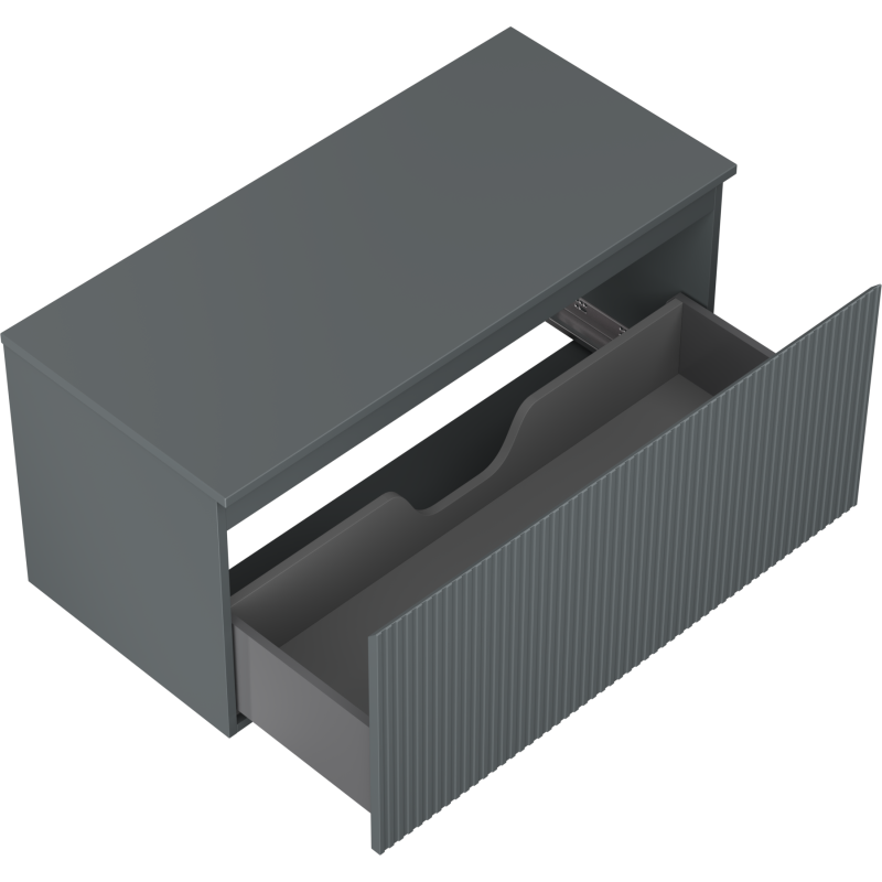 Mexen Rivel bathroom vanity unit 100 cm with countertop, 1 drawer, fluted, matte graphite - 91A20-10047-1-BFC66