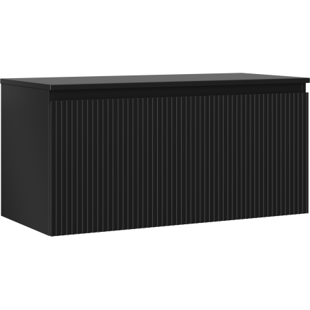 Mexen Rivel bathroom cabinet under sink 100 cm with countertop, 1 drawer, grooved, matte black - 91A20-10047-1-BFC71