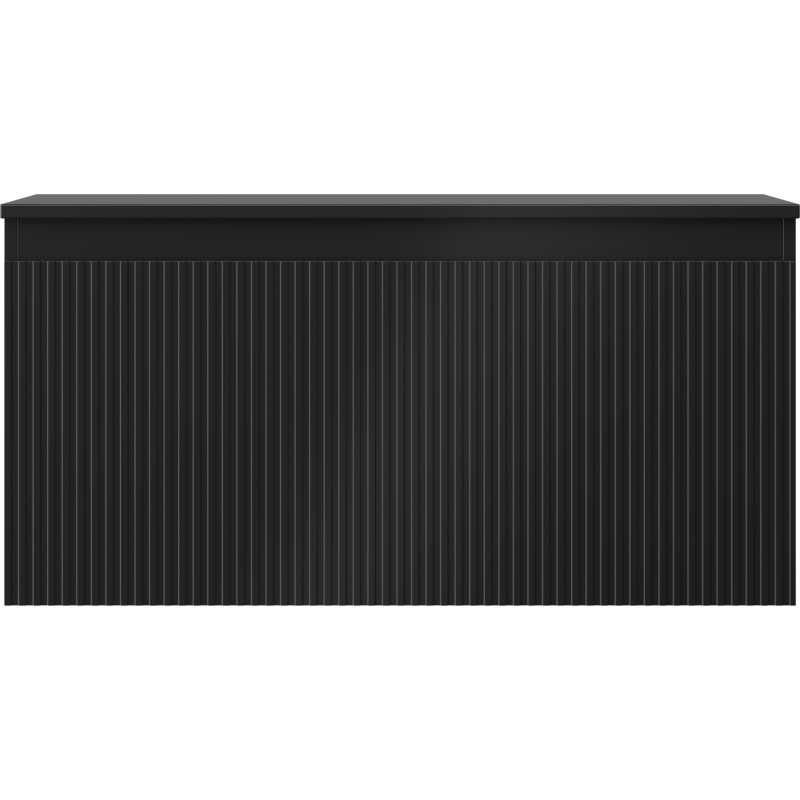 Mexen Rivel 100 cm Under-Sink Bathroom Cabinet with Countertop, 1 Drawer, Fluted, Matte Black - 91A20-10047-1-BFC71