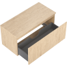 Mexen Rivel bathroom cabinet for under sink 100 cm with countertop, 1 drawer, fluted, oak - 91A20-10047-1-BFC81