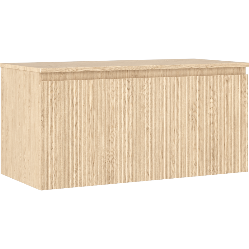 Mexen Rivel 100 cm under-sink bathroom cabinet with countertop, 1 drawer, grooved, oak - 91A20-10047-1-BFC81